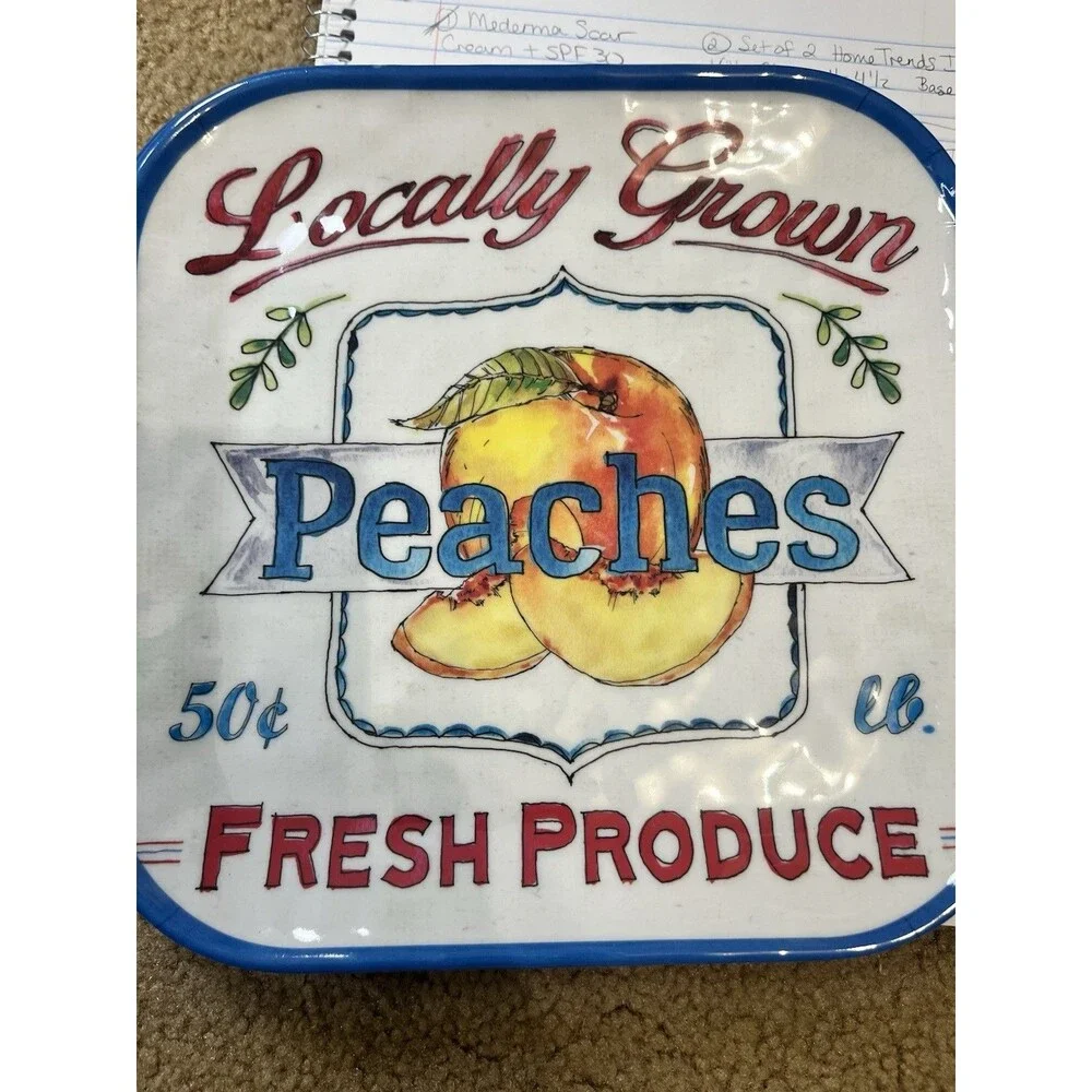 Betsy Cavallo Various Fruit Melamine Salad Plates 8.5” Farmers Market Set If 4